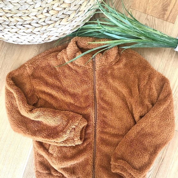 NEW TEDDY SWEATER WITH  ZIPPER CAMEL - XS - Picture 2 of 9